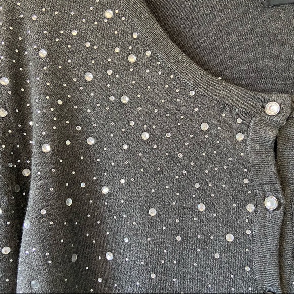 Knit sweater with crystals by Atmosphere (UK), grey, women’s size 10 - Picture 4 of 7